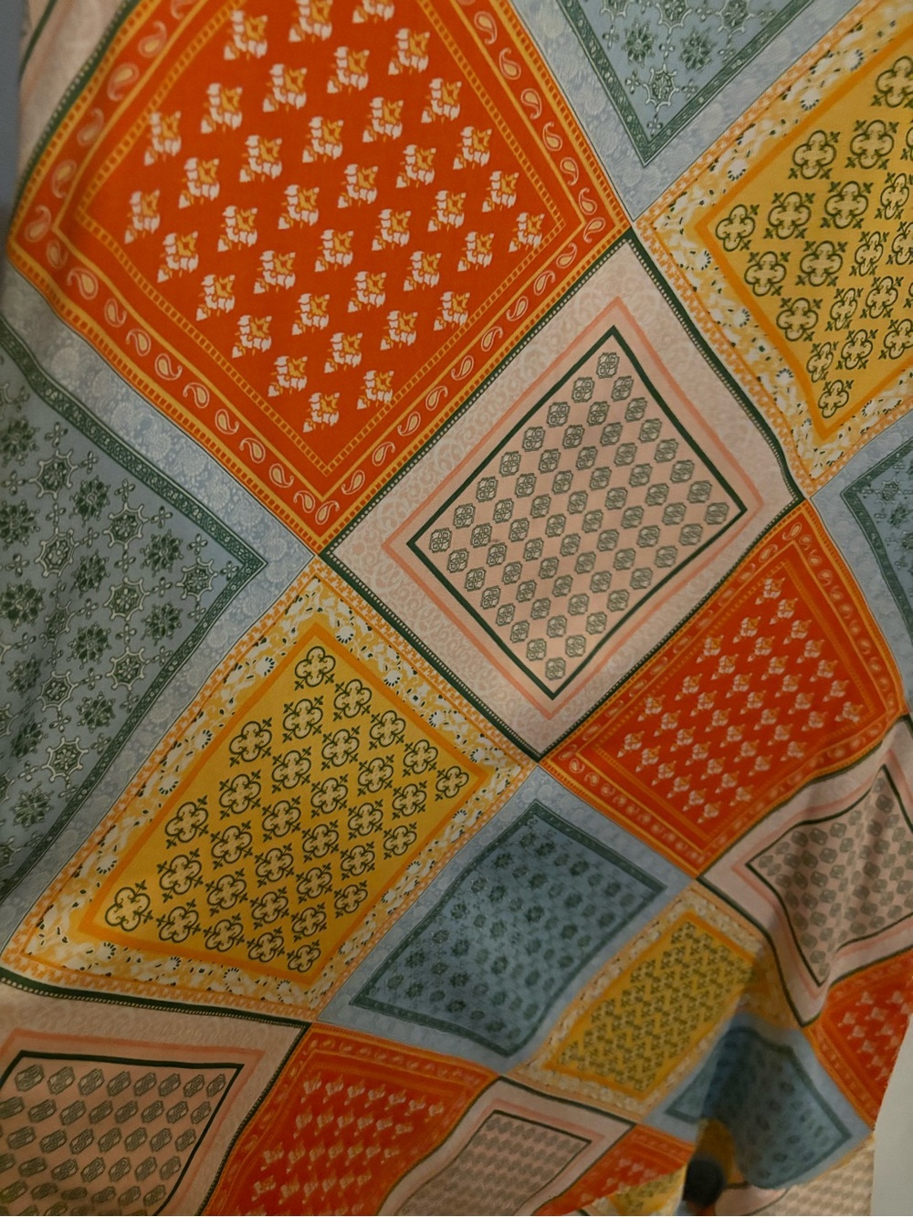 NWT Cato Multicolor Patchwork Button-Front Dress — Orange, Yellow, Green, Blue - Picture 9 of 10